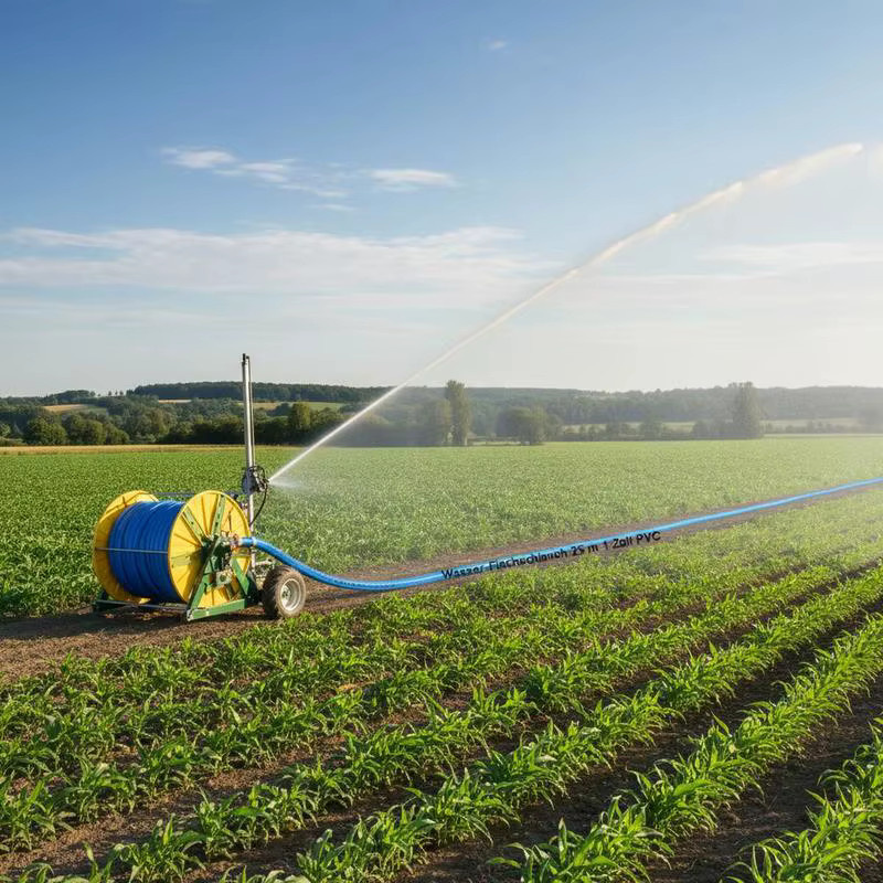 Gartenwasserschlauch als Flachschlauch aus PVC für Feuerwehr und Pumpen, 1 Zoll, 25 m, Grün/Blau - Bild 4