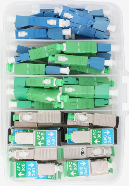 LYNNDM 50-teiliges Glasfaser-Adapter-Set SC APC/UPC zu LC APC/UPC Koppler-Konverter in Multicolor mit Aufbewahrungsbox - Bild 1
