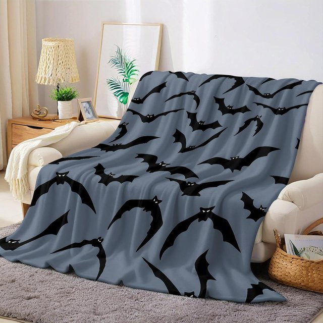 JMG Household Supplies Halloween Fledermäuse Flanelldecke aus Fleece, Grau, B/T: 100 x 150 cm - Bild 1