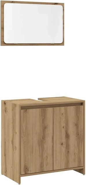 vidaXL 2-teiliges Badmöbel-Set aus Holzwerkstoff in Artisan-Eiche mit Waschbeckenunterschrank und Spiegel in Braun - Bild 1