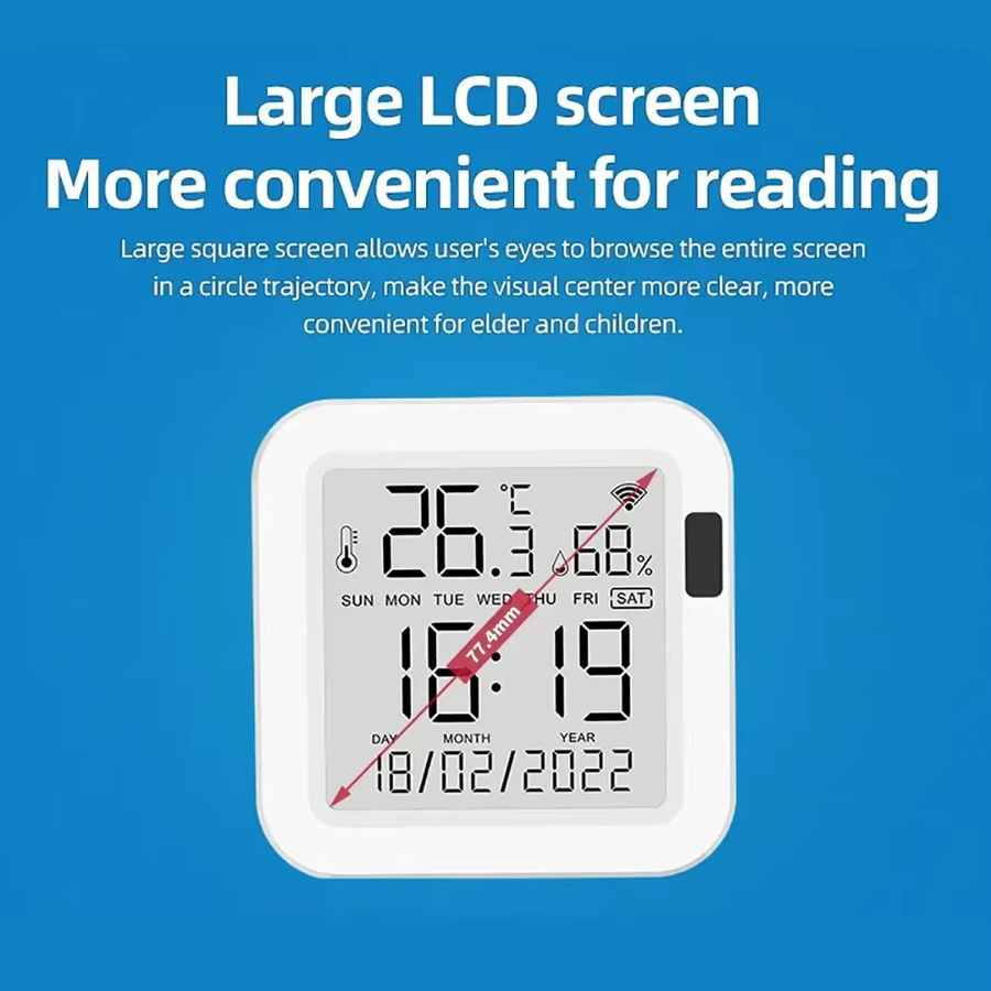 Tuya WiFi Temperatur-Feuchtigkeitssensor mit Hintergrundbeleuchtung in Weiß für Smart Home App-Steuerung mit SmartLife und Alexa Unterstützung - Bild 4