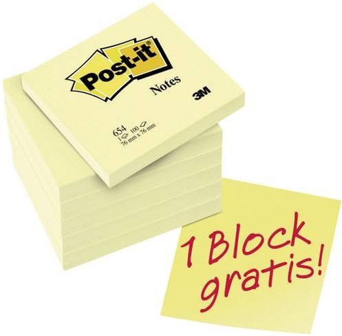 Post-it Haftnotizen Gelb, B/H: 7,6 x 7,6 cm, 600 Blatt - Bild 1