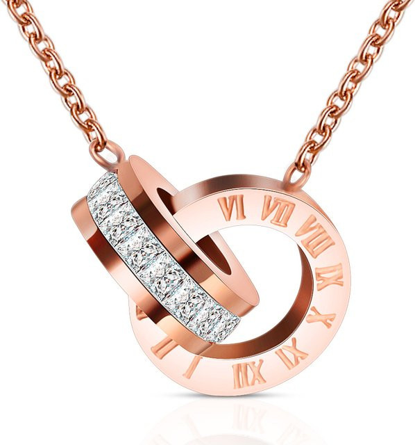 VQYSKO Edelstahlkette, 18 Karat vergoldet, Gold, Zirkonia, Damen - Bild 1