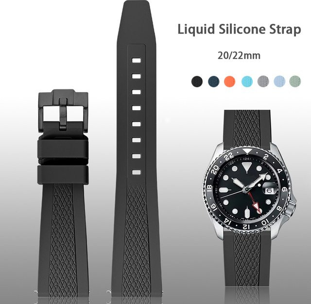 strapfreak Uhrenarmband Silikon, Schwarz, Unisex, 20 mm - Bild 1
