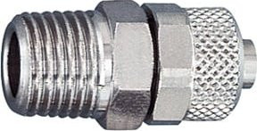 Riegler Gerade Einschraubverschraubung aus Messing in Silber, R 3/8 a. für Schlauch 6/4 - Bild 1