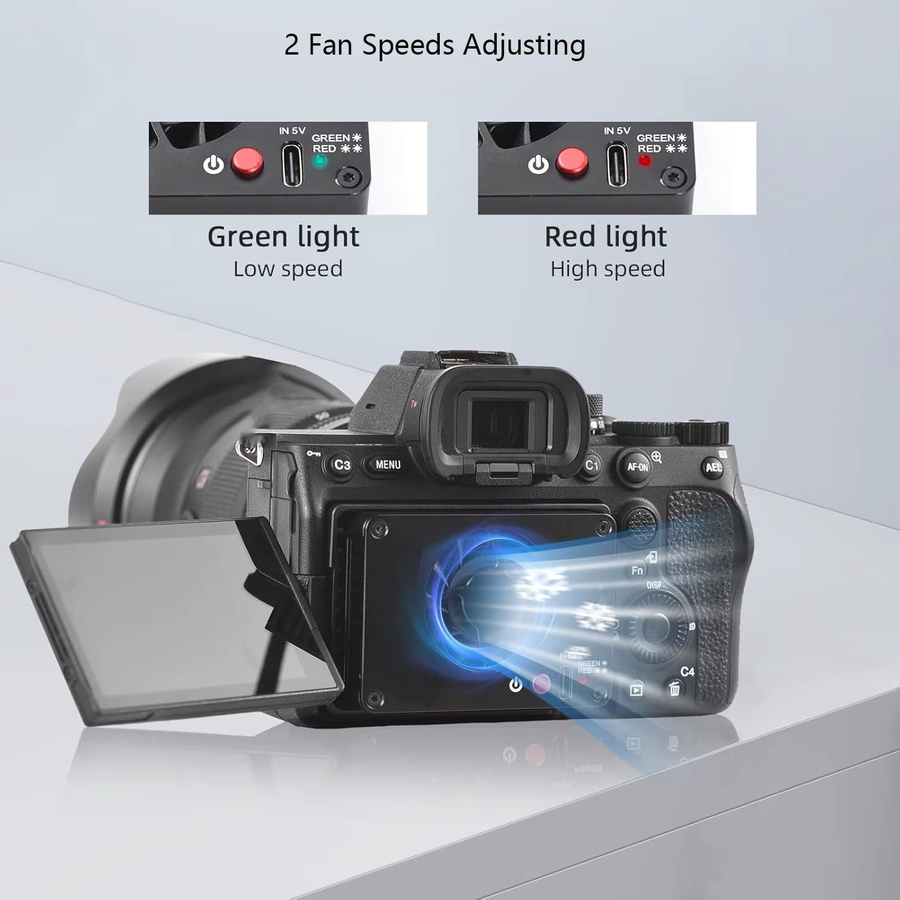Probty Kamera-Kühlventilator mit Halbleiter-Kühlsystem in Schwarz für Sony A7M4, ZV-E1, A6700, A7C2, ZV-E10, ZV1, A7C, FX3 sowie Canon 70D, EOS R6, R7 und Fujifilm X-T4, XS10 - Bild 4
