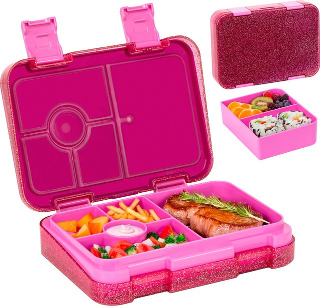 YOCITY Bento-Lunchbox für Kinder mit 5 Fächern und Saucenbehälter, auslaufsicher und mikrowellengeeignet, in Blau oder Pink - Bild 1