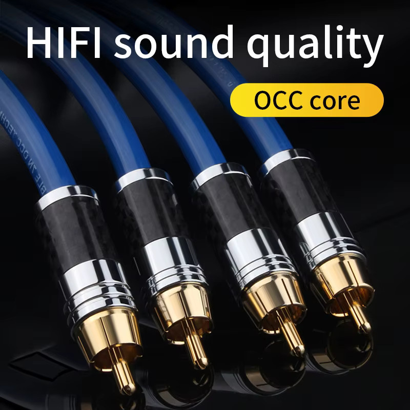 YYAUDIO Hi-Fi Dual RCA Audiokabel aus Einkristall-Kupfer, 2RCA zu 2RCA Signalkabel für Verstärker und Lautsprecher, Blau - Bild 2