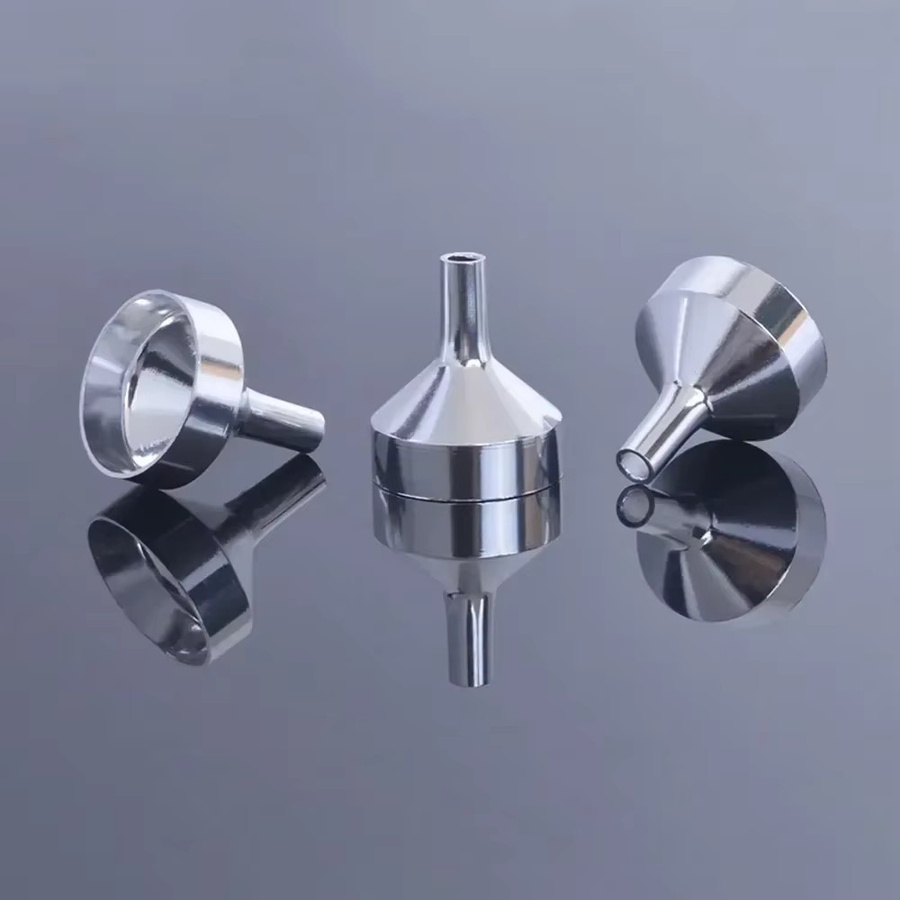 WIKHOSTAR Mini-Trichter Set aus Metall mit abnehmbarem Filter, 10 Stück, Silber und Schwarz - Bild 2