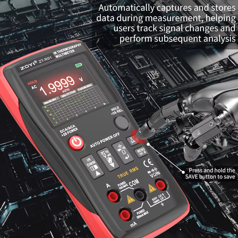 ZOYI ZT-R01 Tragbares 2-in-1 Wärmebildgerät und Multimeter zur Detektion von Wasserleckagen und Fußbodenheizungen mit HD-Temperaturmessung - Bild 2