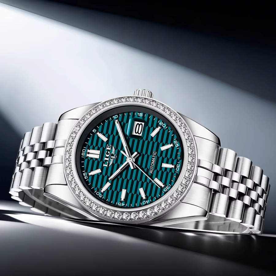 LIGE Armbanduhr Edelstahl, Automatik, Diamant, Herren - Bild 2