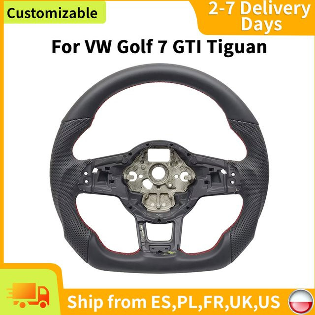 COIKA Sport Lenkrad aus Leder und Carbonfaser für Volkswagen Golf 7 7.5 GTI GTE GLI und Tiguan 2013-2019 mit roter oder blauer Naht - Bild 1