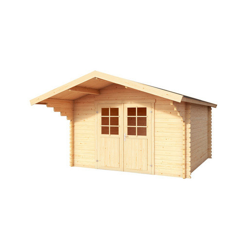 Lasita Holz-Gartenhaus Viljandi 34 mit Anbaudach und Satteldach in Beige, B/H/T: 339,7 x 245,1 x 445 cm - Bild 3