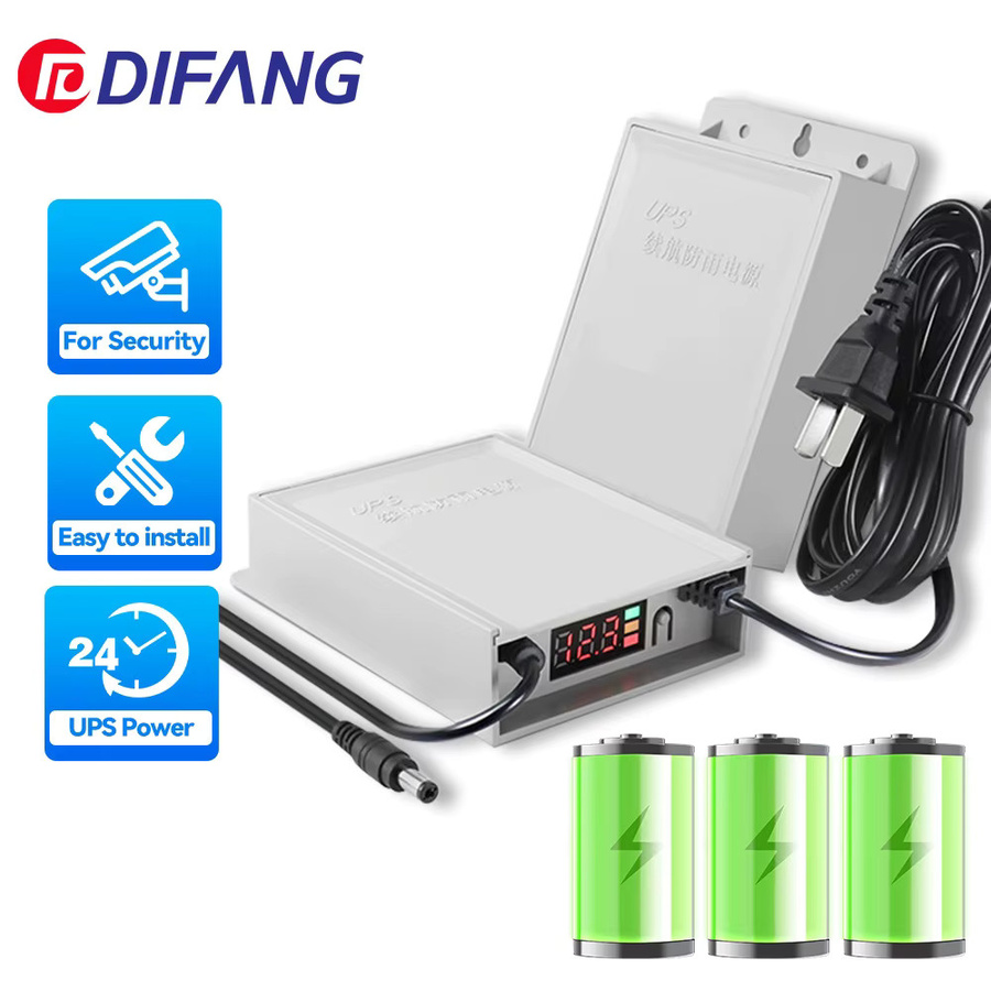 DIFANG USV-Batterie-Netzteil mit LCD-Display, 5400 mAh, DC12V unterbrechungsfreie Stromversorgung für IP-Kameras, Weiß - Bild 5