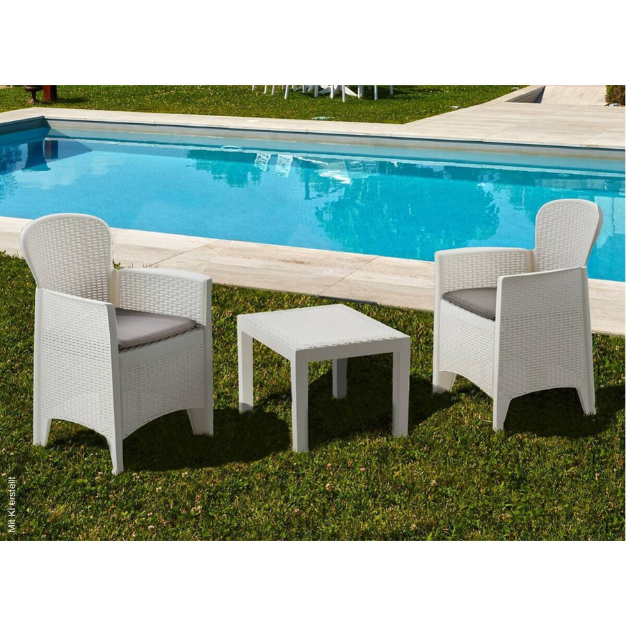 ProGarden Balkonset Akita in Weiß aus Kunststoff für Balkon und Terrasse B/H/T: 47 x 40 x 60 cm - Bild 2