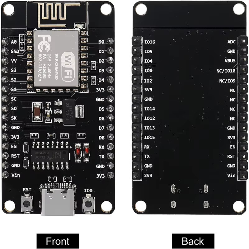 ESP8266 NodeMCU LUA CH340 ESP-12E WiFi Internet Development Board mit 4M Flash und Typ-C USB Anschluss in Schwarz - Bild 3