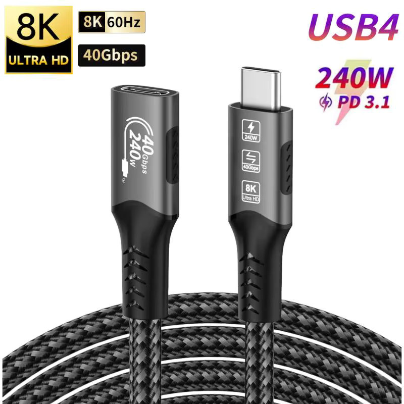 FDBOY Thunderbolt 4 Verlängerungskabel USB4 Typ-C mit 40 Gbit/s Datenübertragung, 8K@60Hz und PD 240W Schnellladefunktion - Bild 6