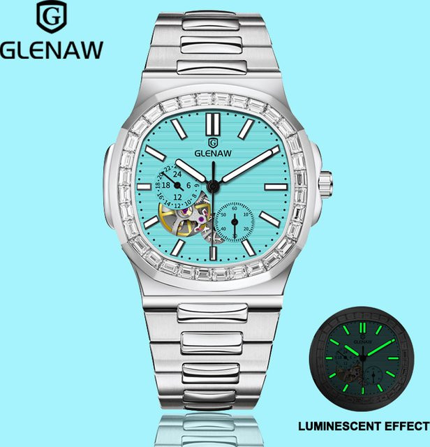 GLENAW Armbanduhr, Automatik, Edelstahl, Blau, Herren - Bild 1