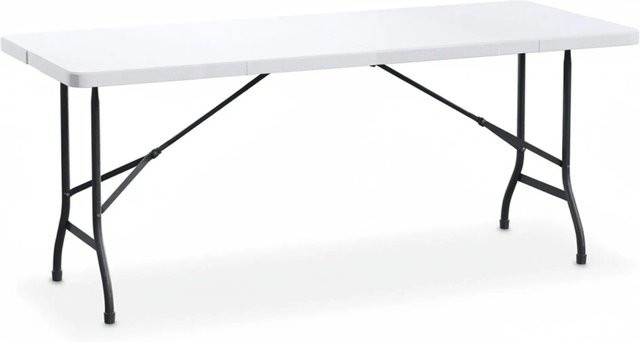 Relaxdays Klappbarer Gartentisch aus Kunststoff und Stahl in Weiß, B/T/H: 180 x 72 x 74 cm - Bild 1