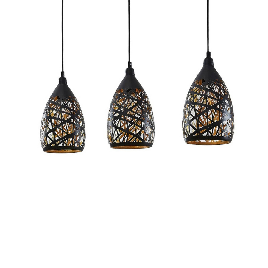 Lindby Pendelleuchte Marcello 9624748 Modern, 3-flammig, Schwarz, Metall, E27 - Bild 2
