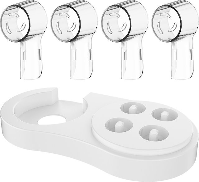 Eelhoe Elektrischer Zahnbürstenhalter mit staubdichten Abdeckkappen und Ersatzbürstenköpfen, kompatibel mit allen elektrischen Zahnbürsten von Oral B, Schwarz und Transparent - Bild 1