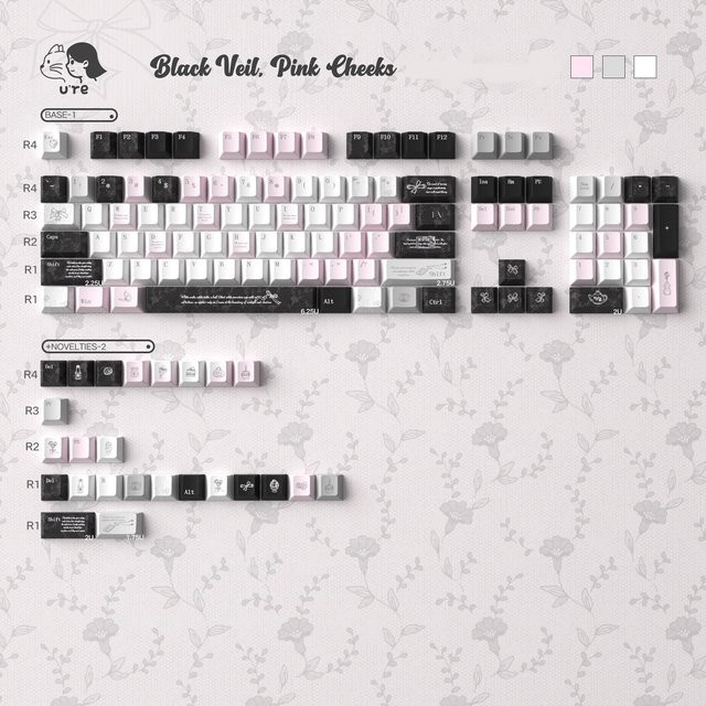 Venit Keys Black Veil Keycaps in Schwarz und Pink, Dye-Sub PBT Cherry Profile für mechanische Tastaturen mit MX-Switches - Bild 1