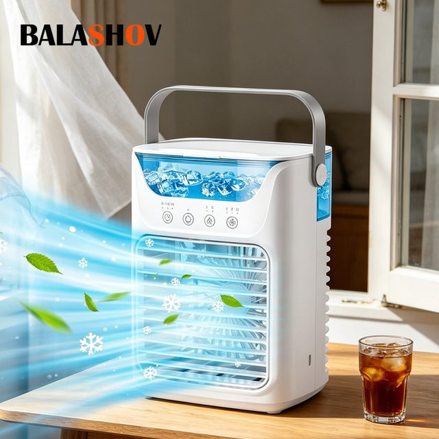 BALASHOV Tragbarer Desktop-Luftkühler mit Wassertank und Luftbefeuchter in Weiß - Bild 1