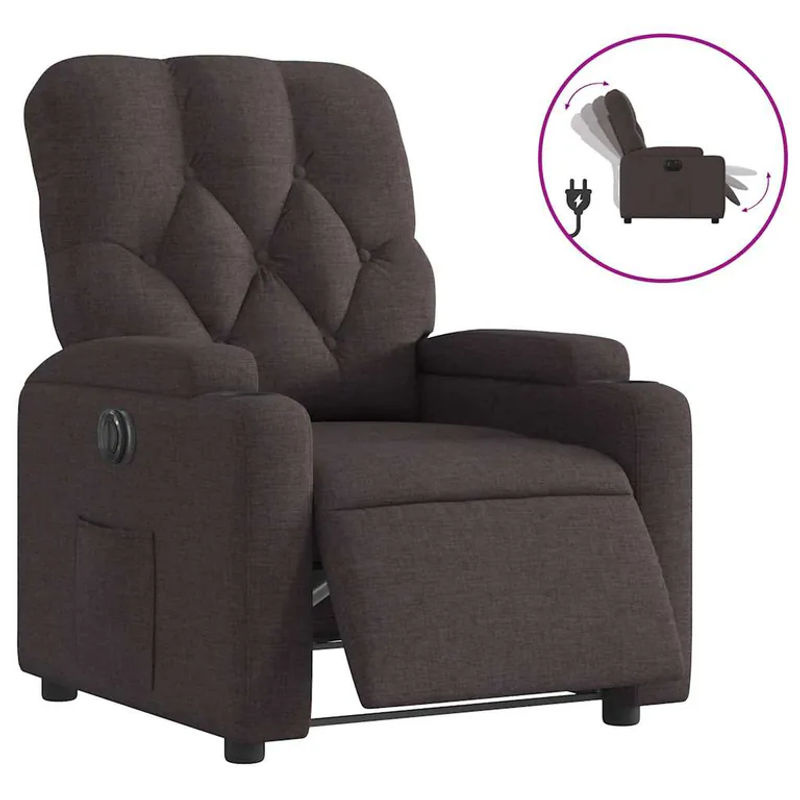Vidaxl Elektrischer Relaxsessel in Braun mit Stoffbezug im klassischen Design - Bild 4