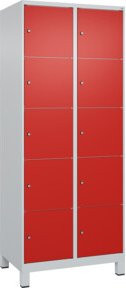C+P Schließfachschrank Classic PLUS mit Füßen, 2 Abteile, Farbe Grau mit Verkehrsrot, B/T/H: 80 x 50 x 195 cm - Bild 1