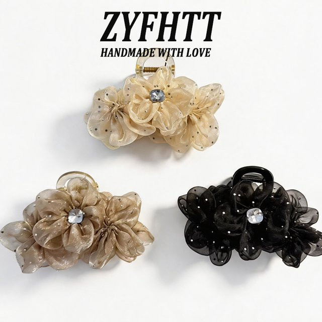 ZYFHTT Haarspange Netz-Blumen-Strass, Damen - Bild 1