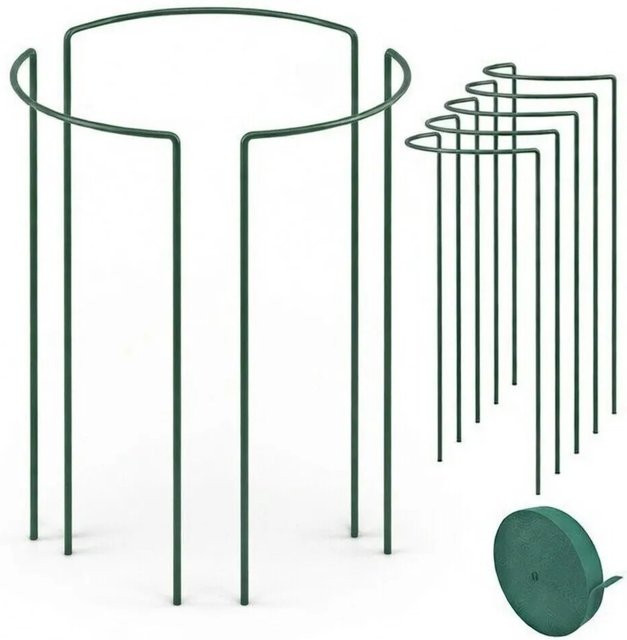 TTL GARDEN Strauchstütze Set aus Metall in Grün für Stauden, Sträucher und Rosen inklusive 10m Klettband, 5er Set, Höhe: 100 cm, Breite: 40 cm - Bild 1