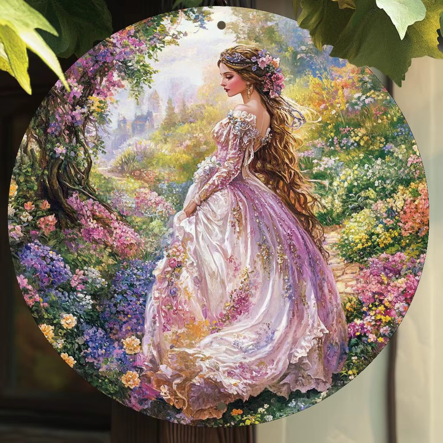 Potdemiel Rundes Aluminiumschild mit floralem Vintage-Design in Multicolour, Durchmesser: 20 cm - Bild 2