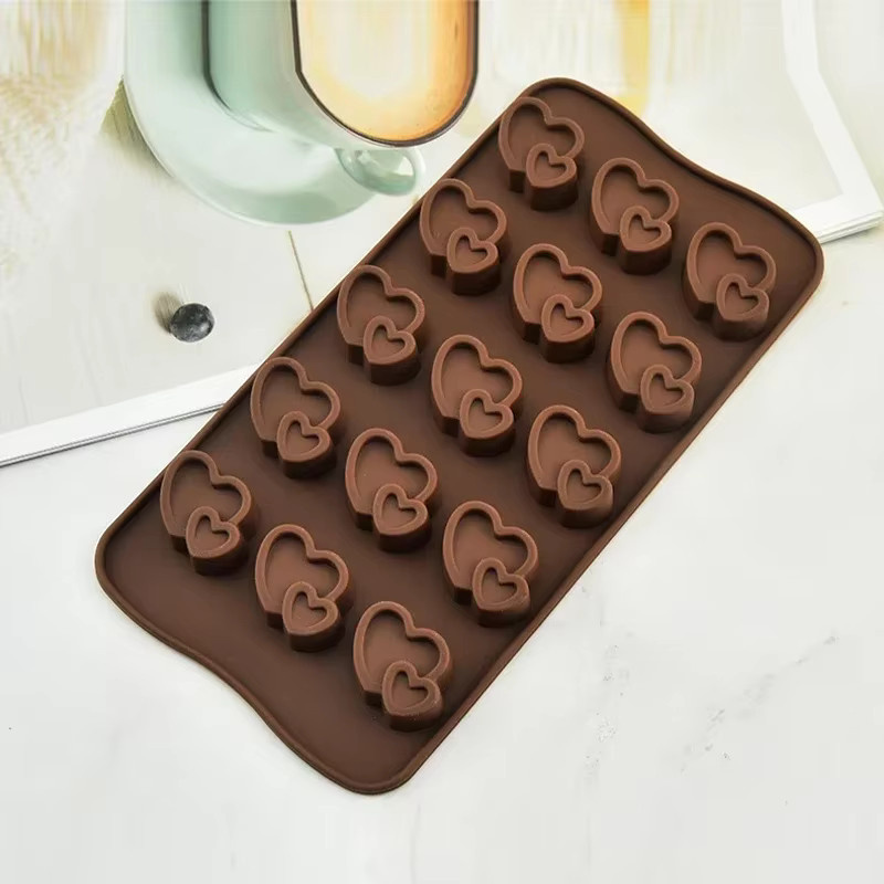 Venlohome Silikon-Backform in Herzform, braun, nicht klebend für Schokolade, Fondant und Gebäck - Bild 2
