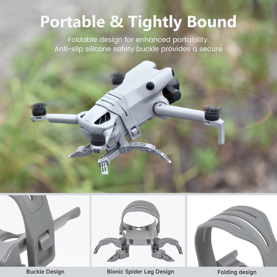 STARTRC Landegestell für DJI Mini 5 Pro Fly More Combo, faltbares Drohnenschutzsystem in Grau - Bild 3