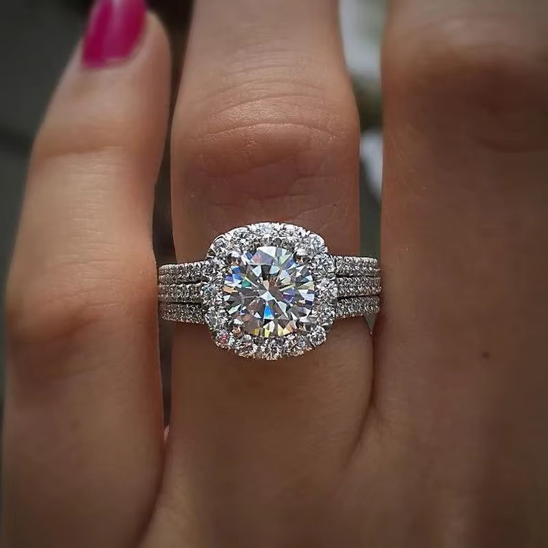LiHong Moissanit-Ring, 925 Silber, Damen, Verlobung - Bild 3