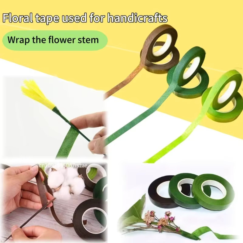 Selbstklebendes Washi-Blumenstielband in Grün für Blumenstrauß-Verpackungen und DIY-Floristik, 18 Meter - Bild 3