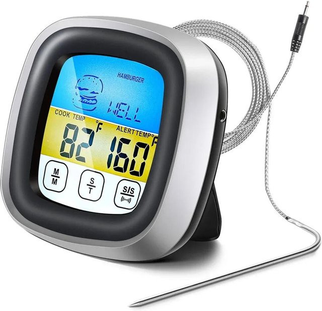 XYNN Digitales Küchenthermometer mit Sonde und Touchscreen in Blau mit Grilltimer und Digitalanzeige - Bild 1