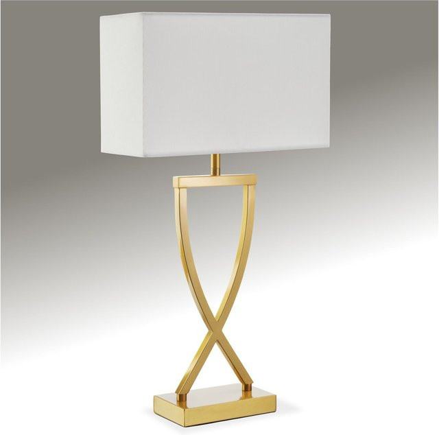 tectake Tischleuchte Avina in Messingfarben mit modernem Design und beschichtetem Eisengestell, B/T/H: 27 x 12 x 51,5 cm - Bild 1