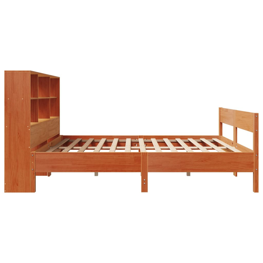 vidaXL Massivholzbett aus Kiefernholz mit Regal in Braun, B/T/H: 135 x 190 x 110 cm - Bild 3