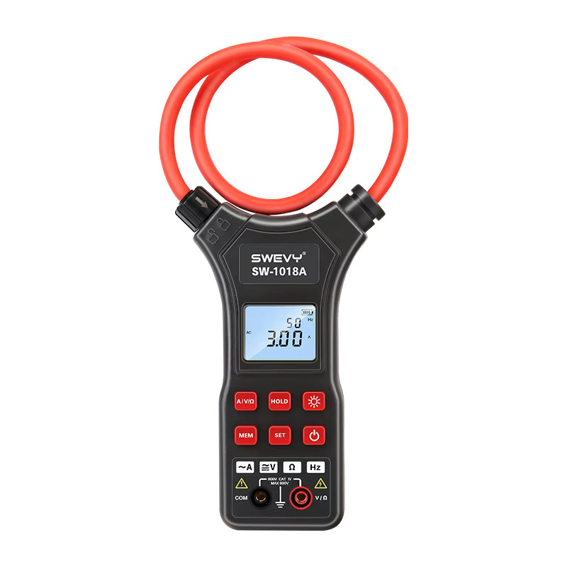 SWEVY SW1018A Digitale flexible Stromzange mit LCD-Hintergrundbeleuchtung als Multimeter für AC/DC-Spannung, Wechselstrom und Widerstandstest (0 mA – 9999 A) - Bild 2