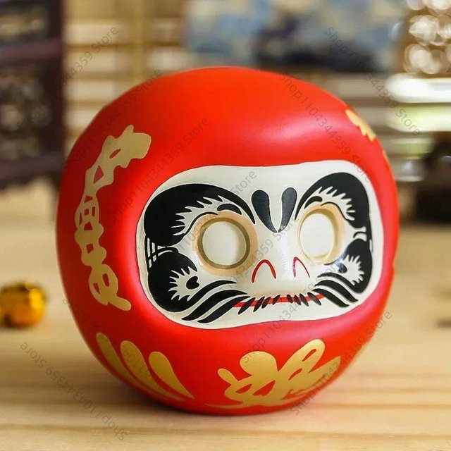 Japanische Daruma-Statue aus Keramik von Yiran Furniture als Glücksbringer und Zen-Ornament, Tischdekoration Höhe: 10,2 cm - Bild 1