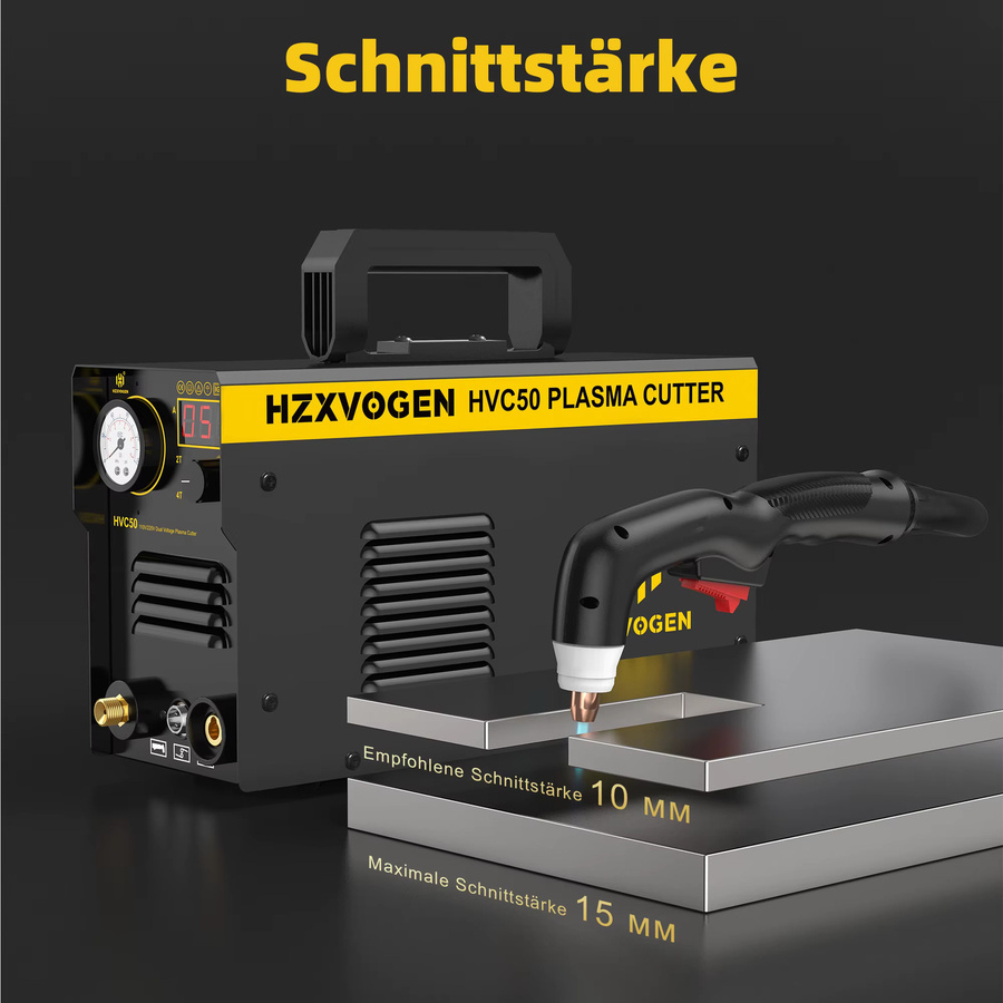HZXVOGEN HVC50 IGBT Inverter-Plasmaschneider AIR HF Digitaler Plasmaschneider 50 Ampere 220V Schwarz für Edelstahl und Aluminium mit einer Schnittstärke von 1-15mm - Bild 2