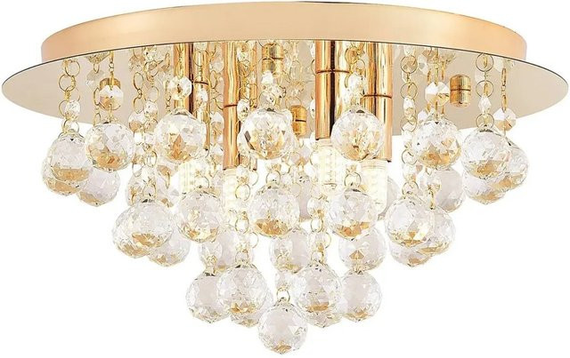 Lindby Deckenlampe Gillion 4-flammig in Gold und Messing mit Kristall-Elementen für das Wohnzimmer - Bild 1