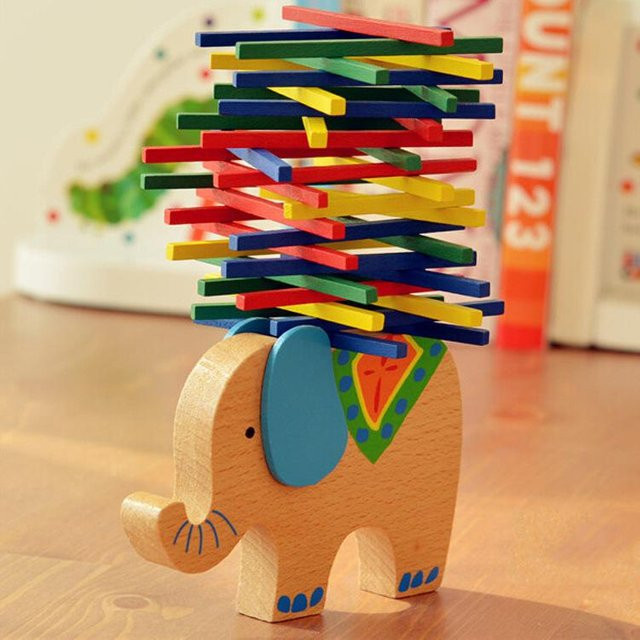Binchi Elefant Kamel Balance Puzzle, Holz, Bunt / Mehrfarbig, ab 3 Jahre - Bild 1