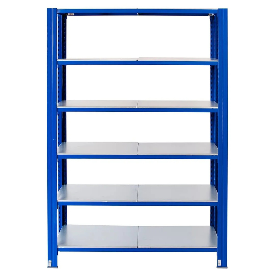 AR Shelving T Profile Steckregal Blau und Verzinkt mit 6 Böden, H x B x T: 250 x 120 x 40 cm - Bild 2