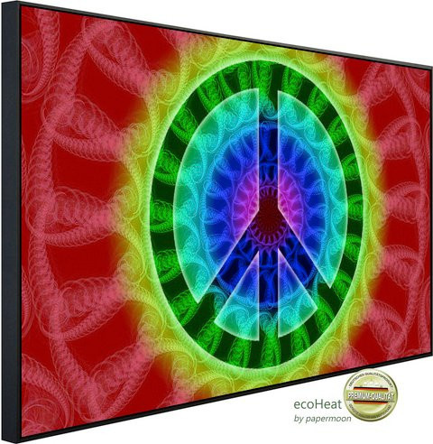 papermoon EcoHeat Infrarotheizung Psychedelisches Friedenszeichen in Bunt mit Matt-Effekt, App-Steuerung und Überhitzungsschutz - Bild 1