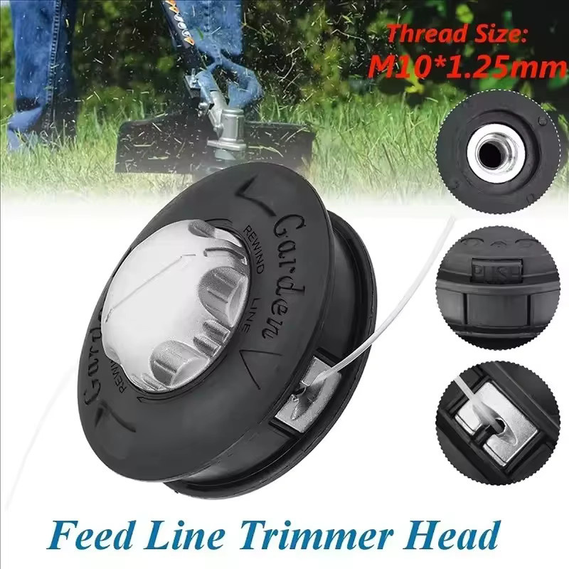 NOCCLILI Universeller M10 Aluminium-Trimmerkopf in Schwarz mit 2 Schnüren für Rasentrimmer und Freischneider - Bild 3