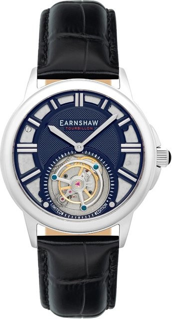 Thomas Earnshaw Disraeli Tourbillon Herrenuhr, Edelstahl, Handaufzug, 42 mm, Blau, Leder - Bild 1