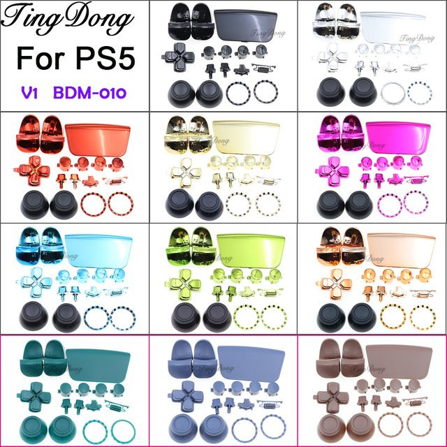 TingDong Ersatzteil-Set für PS5 V1 1,0 BDM-010 Controller mit Tasten, Joysticks und Triggern in Grün - Bild 1