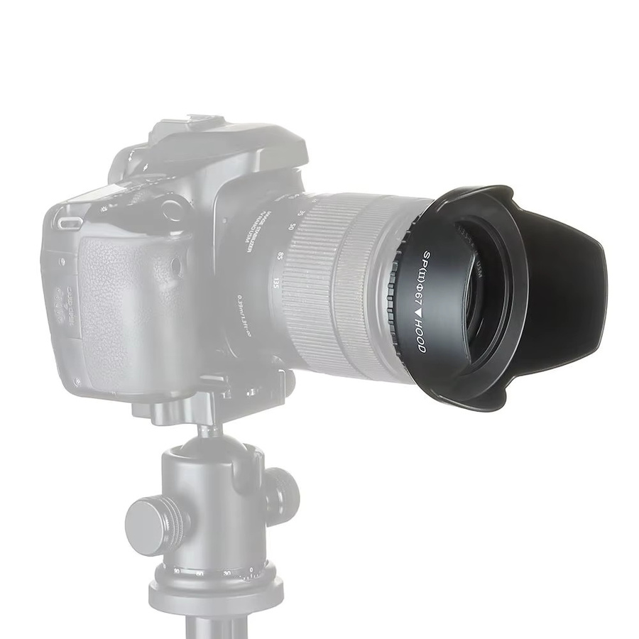 Verschraubbare Gegenlichtblende für Nikon Canon Sony Fuji Olympus DSLR-Kameras in Schwarz - Bild 4